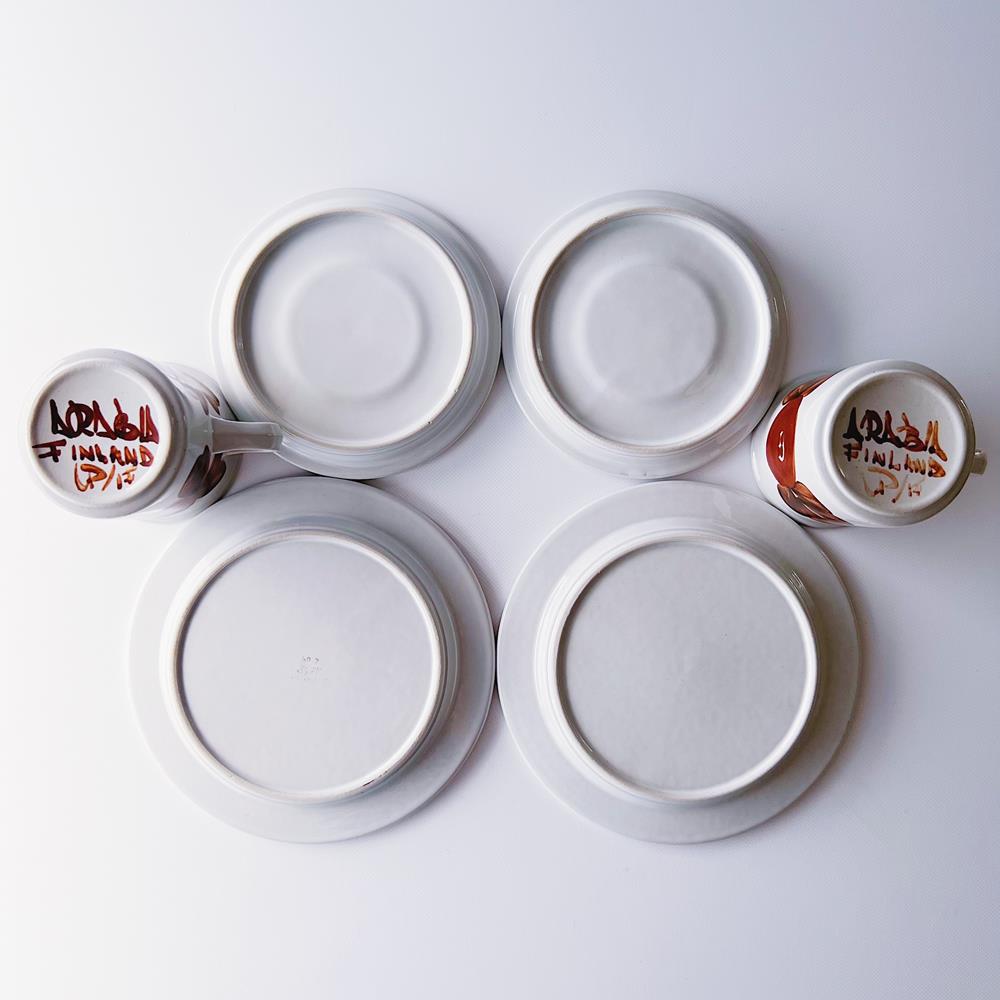 ウラ・プロコッペ Ulla Procope アラビア Arabia ロスマリン Rosmarin コーヒーカップ&ソーサー&ケーキプレート トリオセット 2客セット 5R10O065