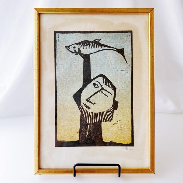 オーケ・ホルム Ake Holm 魚を持つ人　リトグラフ 版画 5R4A089