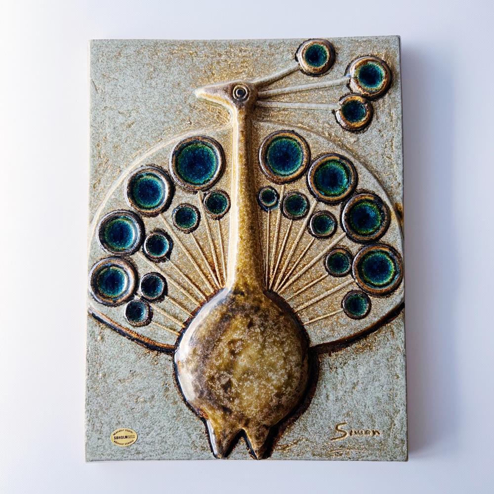 サムスンデンマーク製　SOHOLM　ビンテージ陶板　鳥 アラビア