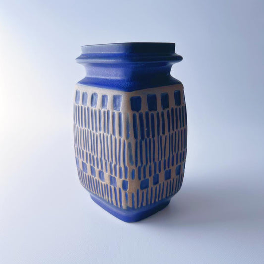 ウプサラエクビー ( Upsala ekeby )  青の凹凸の花瓶 フラワーベース 5R3F021