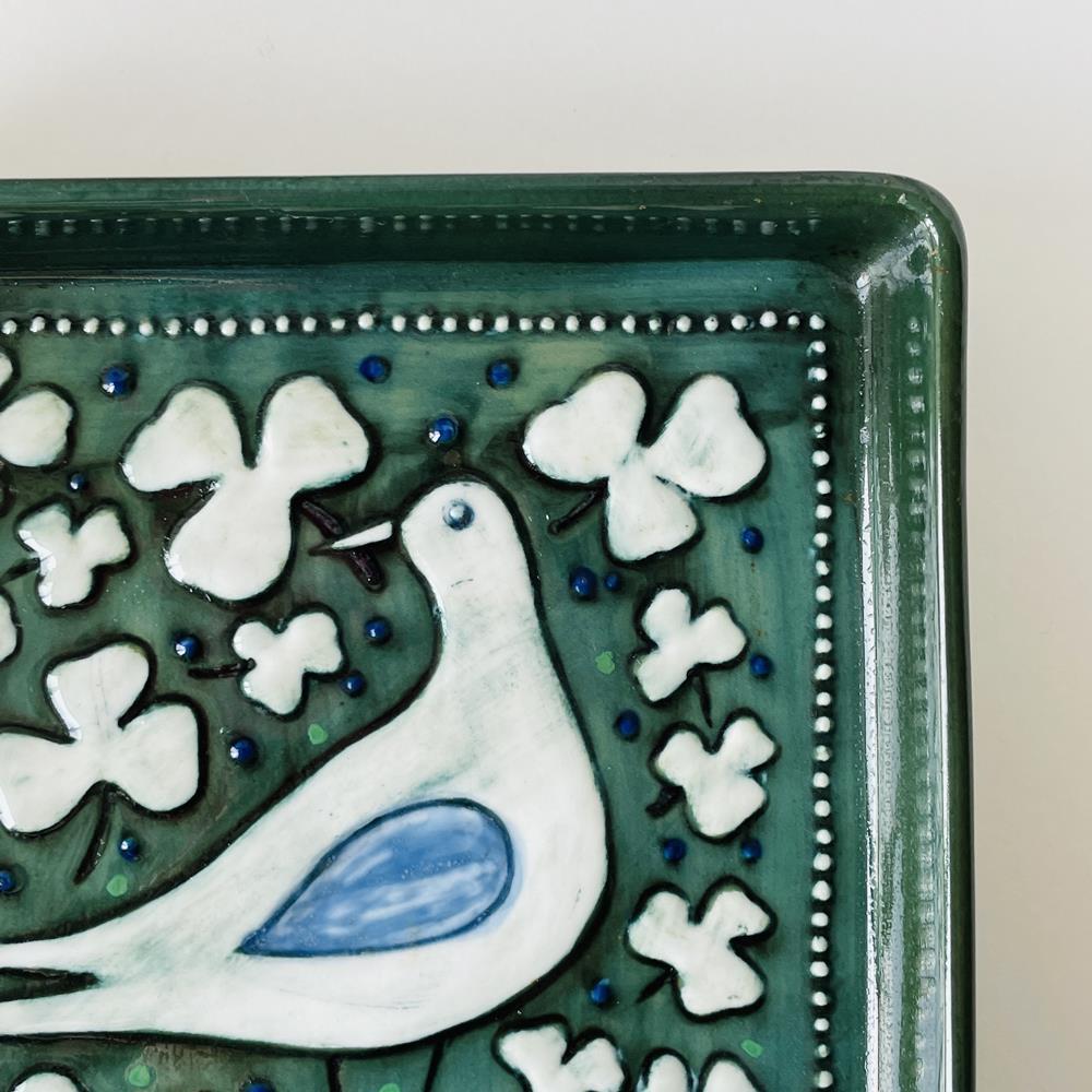 シルヴィア・レウショヴィウス Sylvia Leuchovius ロールストランド Rorstrand 陶板 飾り皿　白い鳥 3R3M037