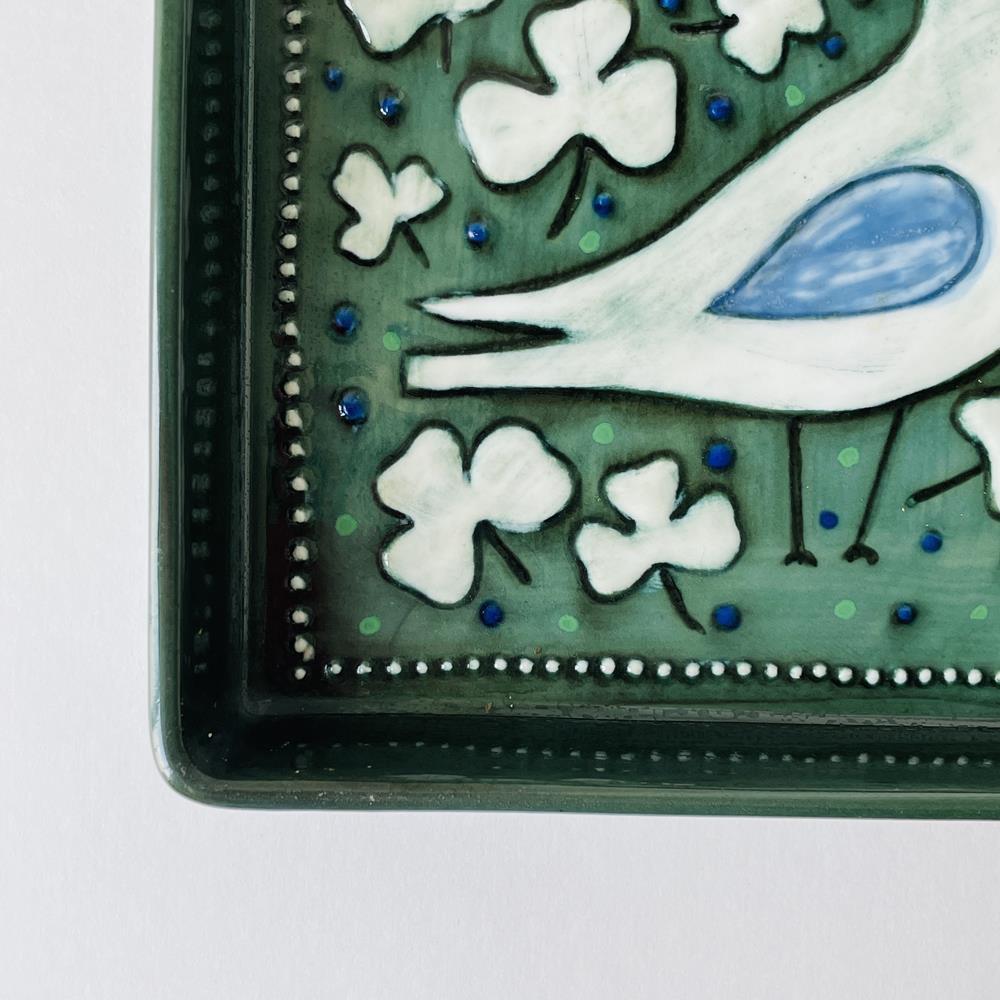 シルヴィア・レウショヴィウス Sylvia Leuchovius ロールストランド Rorstrand 陶板 飾り皿　白い鳥 4