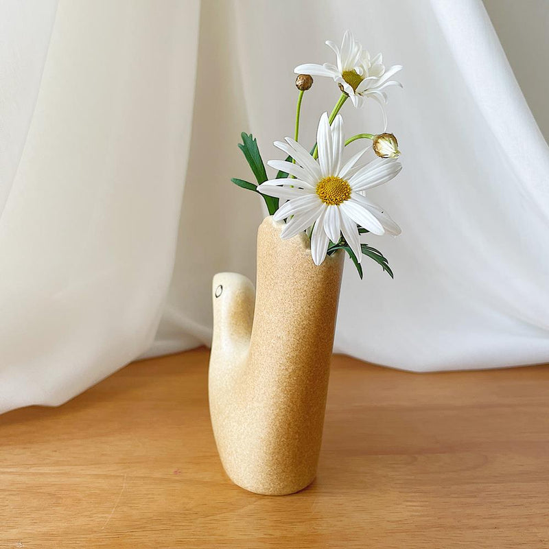 鹿児島 睦　バードの花器  鳥   ブラウン  オブジェ  En Liten Van (Bird)   KMBIBR