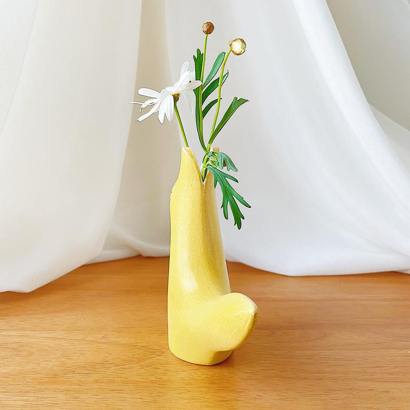 鹿児島 睦　フォックスの花器  狐  イエロー  オブジェ  En Liten Van (Fox)   KMFOYE