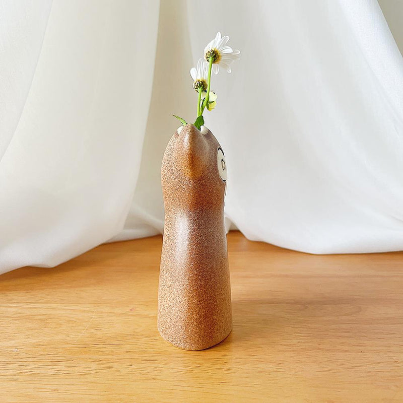 鹿児島 睦　おサルの花器  猿  ブラウン オブジェ  En Liten Van (Mokey)   KMMOBR